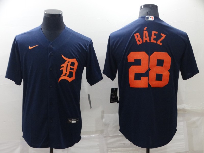Men's Detroit Tigers #28 Javier Báez Navy Cool Base Stitched Jersey Men's Detroit Tigers #28 Javier Báez Navy Cool Base Stitched Jersey